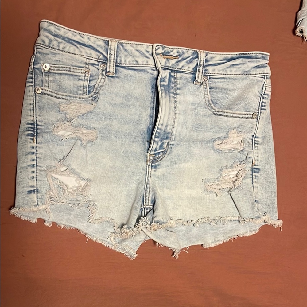 American Eagle Outfitters Blue Jean Shorts Distressed High-Waisted